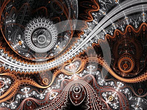 Detailed fractal clockwork