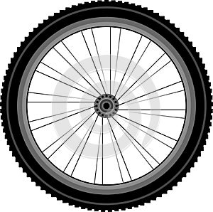 Detailed Front wheel of a mountain bike
