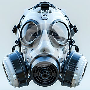 Detailed gas mask ensuring safe breathing.