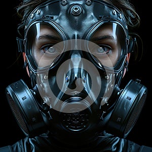 Detailed gas mask ensuring safe breathing.