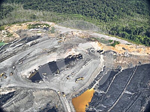 Detailed Geological Soil Layers Exposed by Intensive Open Pit Mining