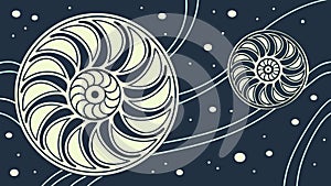 Detailed Geometric Nautilus Shell Spiral Pattern, vector design Generative AI