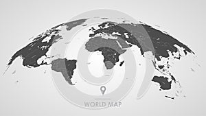 Detailed global world map, with borders and names of countries, seas and oceans, vector illustration photo