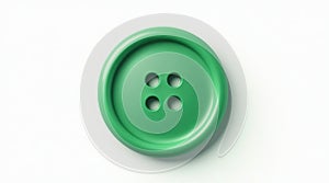 Detailed Green Plastic Button Isolated on White Background