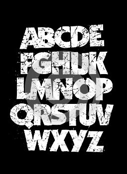 Detailed grunge dirty font. Vector alphabet