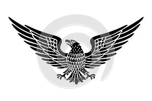 Detailed Hand Drawn Eagle Holding Scroll Vector