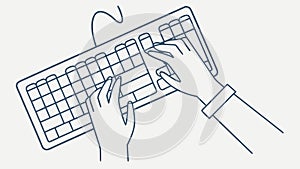 Detailed Hands Typing on a Modern Computer Keyboard, vector design Generative AI