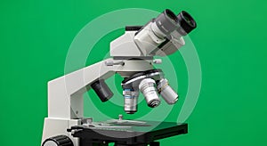 Modern Microscope on Green Screen Background