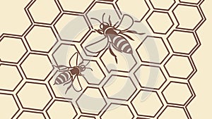 Detailed Honeycomb with Bees and Hexagonal Pattern Vector, vector design Generative AI