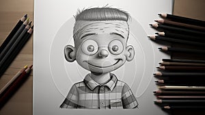 Detailed Hyperrealism: Cartoon Boy By Janatha Kumar