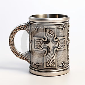 Detailed Hyperrealism Celtic Cross Mug With Cup - Metal Compositions