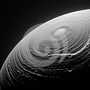 Detailed Hyperrealism: Mimas, Saturn\'s Outer Ring With Doge Face Crater