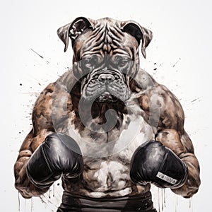 Detailed Illustration Of A Boxing Dog In White Background