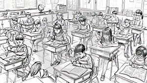 Classroom Scene - Students Engaged in Focused Learning