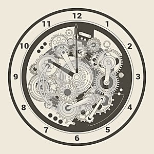 An Intricate Clockwork Design that Features Numerous Gears and Complex Mechanisms within it