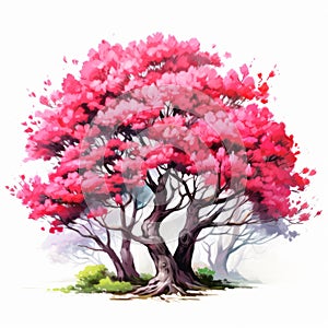 Detailed Illustration Of A Colorful Azalea Tree Painting