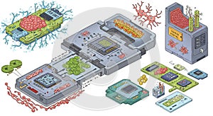 A detailed illustration combining electronic components with