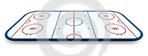 Detailed illustration of a icehockey rink, field, court with perspectives, eps10 vector