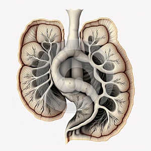 Detailed illustration of ileum on white background