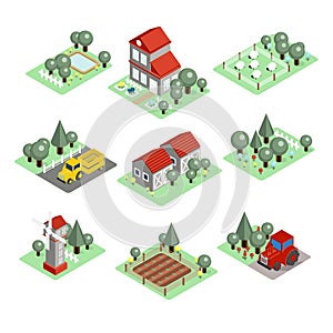 Detailed Illustration of a Isometric Farm