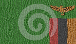 Detailed Illustration of a Knitted Flag of Zambia