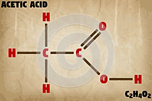 Detailed illustration of the molecule of Acetic acid