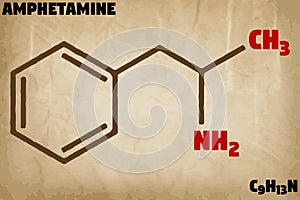 Detailed illustration of the molecule of Amphetamine