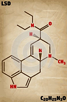 Detailed illustration of the molecule of LSD