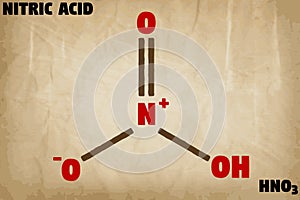 Detailed illustration of the molecule of Nitric acid