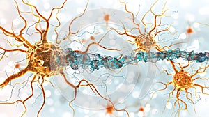 Neurons with Demyelinated Nerve Fibers photo