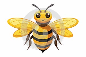 Illustration of shiny honey bee sitting white background photo