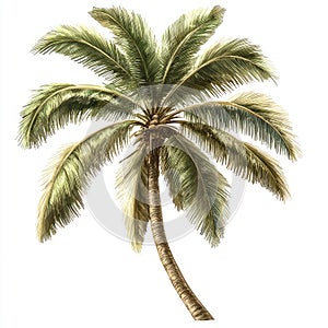 Single Palm Tree: Tropical Illustration with and Without Background photo