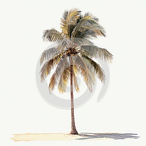 Single Palm Tree: Tropical Illustration with and Without Background photo