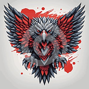 Detailed illustration vector eagle red eyes