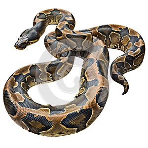 Isolated burmese python on transparent background