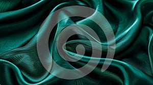 Detailed image of a deeply hued emerald green silk highlighting its soft almost liquidlike texture