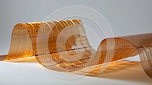 A detailed image of a flexible substrate with numerous embedded piezoelectric elements. The ultrathin material can be photo