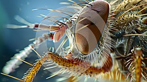 A detailed image of a flys ovipositor showcasing its serrated edges and specialized muscles for piercing and depositing