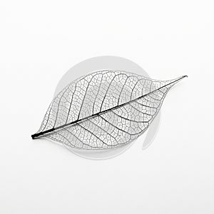 A detailed image of a leaf skeleton against a plain white background