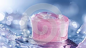 A detailed image of a medical implant with a pinkish hue made of a biocompatible aerogel material. type of aerogel has