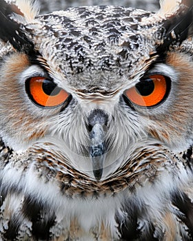 Close-Up of Owl With Orange Eyes