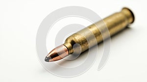 Close-up of rifle ammunition on a plain white background