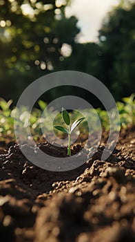 A detailed image of a vegetable patch being watered with drip irrigation, moisture soaking the soil in a microfarming setup