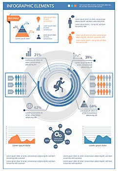 Detailed infographic elements set with graphics and charts