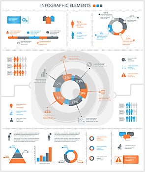 Detailed infographic elements set with graphics and charts