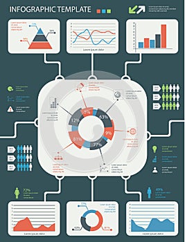 Detailed infographic elements set with graphics and charts