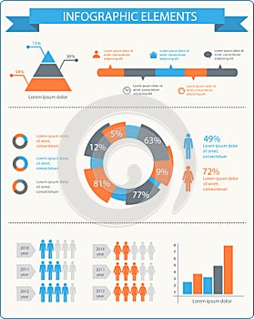 Detailed infographic elements set with graphics and charts