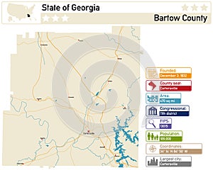 Map of Bartow County in Georgia USA