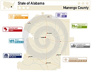 Map of Marengo County in Alabama USA photo