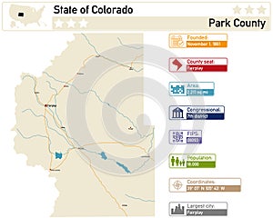 Map of Park County in Colorado USA photo